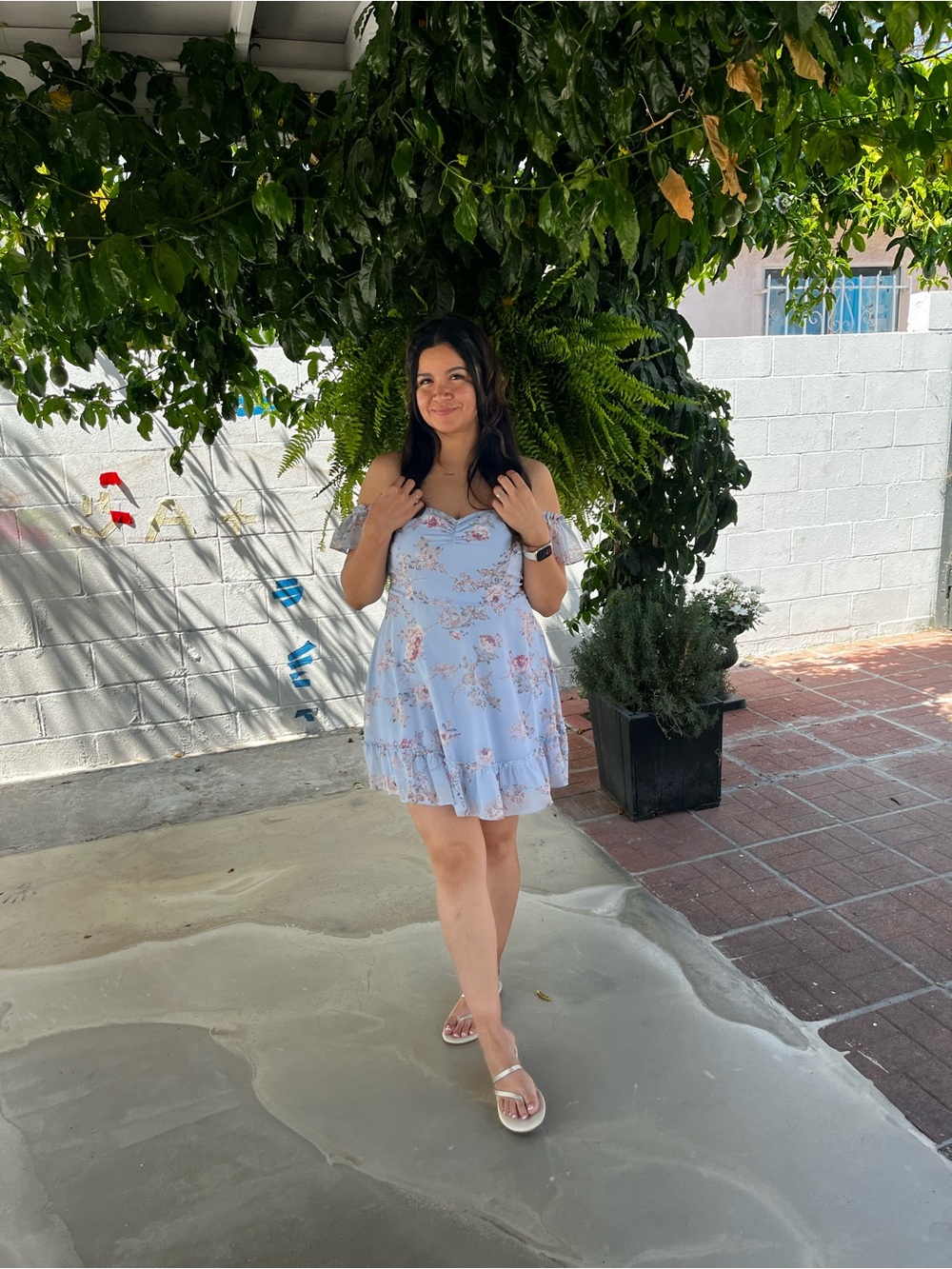 Windsor Light Blue Floral Off-Shoulder Mini Dress - Picture 3 of 4
